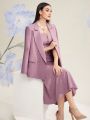 SHEIN Modely Pointed Collar Long Sleeve Blazer And Mermaid Hem Cami Dress Set