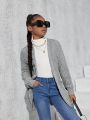 SHEIN Kids Cooltwn Tween Girl Cute Loose Fit Long Sleeve Hooded Cardigan Sweater