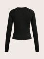 Women'S Long Sleeve Athletic T-Shirt With Dropped Shoulders