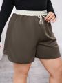 SHEIN Essnce Women's Plus Size Drawstring Waist Shorts