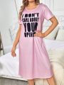 Women's Nightgown With Text Pattern