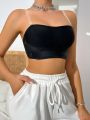 Women'S Strapless Bra With Buckle Design Hem