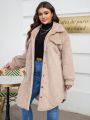 SHEIN Frenchy Plus Size Women's Single-breasted Plush Coat