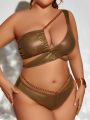 SHEIN Swim SXY Plus Size One Shoulder Chain Detail Monokini Swimsuit