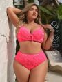 SHEIN Leisure Plus Size Women's Front Tie Swimsuit Set