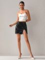 ROZ Melted Pearls Pleather Skirt