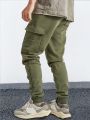 Manfinity Hypemode Men's Drawstring Waist Flap Pocket & Elastic Jogger Pants