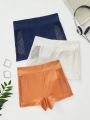 3pcs Solid Hollow Out Boyshorts