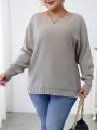 SHEIN Essnce Plus Batwing Sleeve Ribbed Knit Sweater