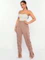 SHEIN SXY Brown Knit Drawstring Detail Jogger Pants