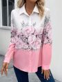 Floral Print Button Front Shirt