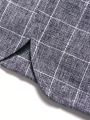 Teen Boy 1pc Plaid Lapel Collar Blazer & 1pc Suit Pants & 1pc Bow Without Shirt