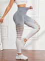 Ombre Hollow Out Wideband Waist Hollow Out Sports Leggings