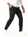 Men Flap Pocket Side Cargo Jeans