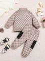 SHEIN Baby Girl Allover Print Flap Pocket Jacket & Pants