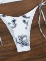 SHEIN Swim Y2GLAM Chinese Dragon Print Bikini Set With Circular Decoration