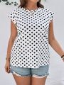 SHEIN LUNE Polka Dot Printed Plus Size T-Shirt