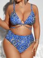 SHEIN Swim SXY Plus Size Metallic Chain Print Swimsuit Set