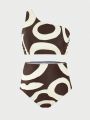 SHEIN Swim Vcay Plus Size Women's Geometric Print Swimsuit 3-Piece Set