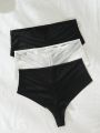 3pcs Contrast Mesh Panty