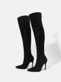 SHEIN Belle Point Toe Women's Over The Knee Boots