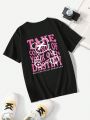 1 Piece Of Basic Round Neck Short-sleeved T-shirt With Stylish Slogan Letter Pattern Printing For Boys And Older Children