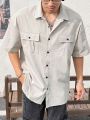 Manfinity Hypemode Loose Fit Men's Solid Color Button Up Short Sleeve Shirt