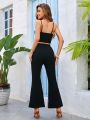 SHEIN VCAY Women's Vacation V-neck Cami And Flared Pants 2pcs/set