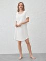 SHEIN Leisure Ladies' Short Sleeve Home Dress With Curved Hem