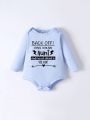 Infant Boys' Basic Romper With Fun Letter Pattern For Everyday Wear