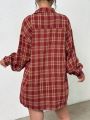 Women's Checkered Button Down Blouse