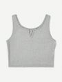 Notched Neck Crop Sleep Tank Top