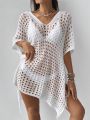 SHEIN Swim Vcay Women's Hollow Out Asymmetrical Hem Cover-up