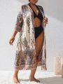 SHEIN Swim BohoFeel Plus Size 1pc Printed Kimono