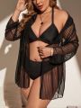 SHEIN Swim Basics Plus Size Sheer Mesh Kimono