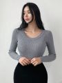 DAZY Solid Color Long Sleeve Sweater