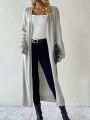 SHEIN Essnce Color Block Face Print Long Cardigan Sweater