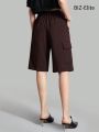 SHEIN BIZwear Women's Solid Color Cargo Knee-Length Shorts