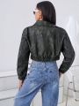 SHEIN Essnce Women's Pu Long Sleeve Jacket