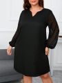 SHEIN Clasi Plus Size Mesh Splice Irregular Collar Maxi Dress