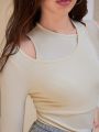 Anewsta Ladies' Irregular Collar Long Sleeve T-shirt
