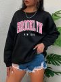 Plus Letter Graphic Drop Shoulder Sweatshirt