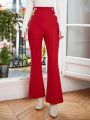 SHEIN Frenchy Button Decorated Flared Pants