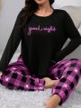 Plus Size Plaid Pattern Casual Home Clothes