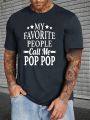 Men's Plus Size Slogan Print Round Neck T-Shirt