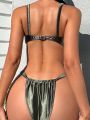 SHEIN Swim Vcay Solid Color Pleated Two Piece Swimsuit