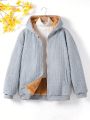 Teenage Boys' Solid Color Hooded Fleece Lined Jacket For Outing