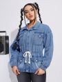 Women's Drawstring Denim Jacket