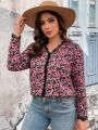 SHEIN Frenchy Plus Size Women's Vacation Lace Patchwork Floral Printed Summer Shirt