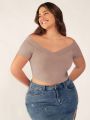 SHEIN BASICS Plus Size Women'S One Shoulder Short Sleeve T-Shirt